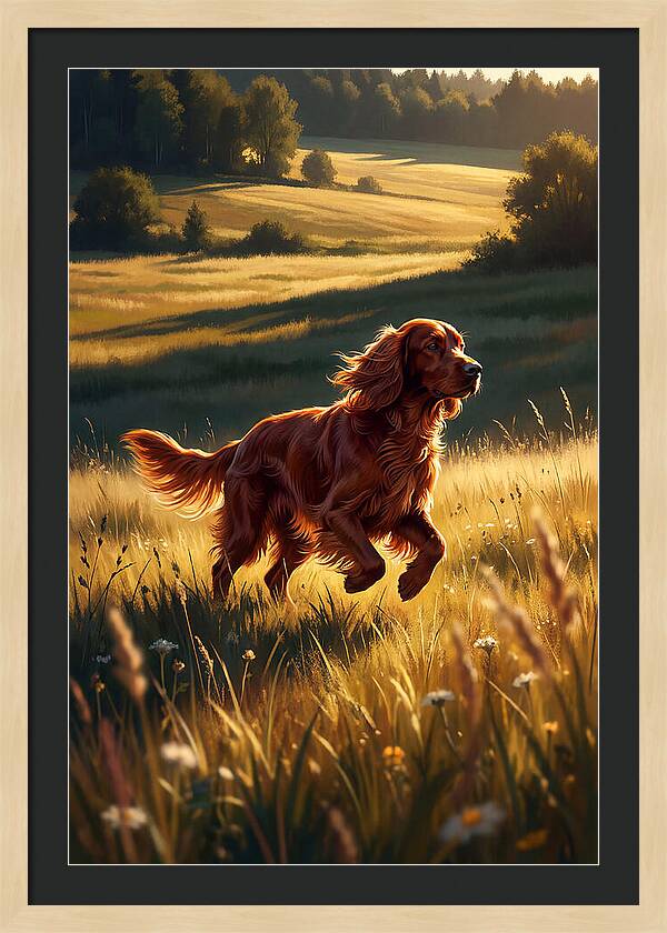 Irish Setter In Golden Fields