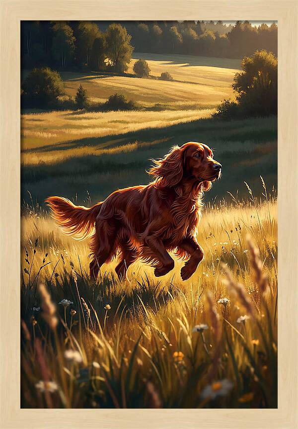 Irish Setter In Golden Fields
