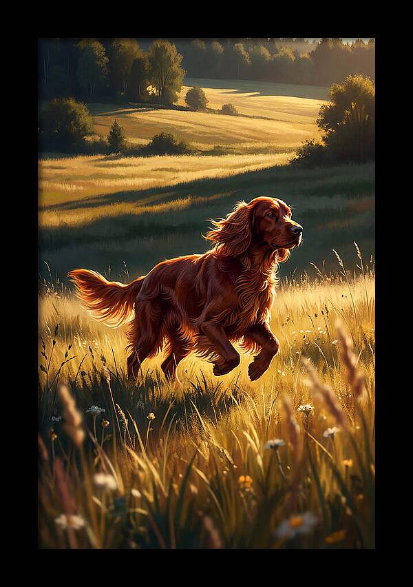 Irish Setter In Golden Fields