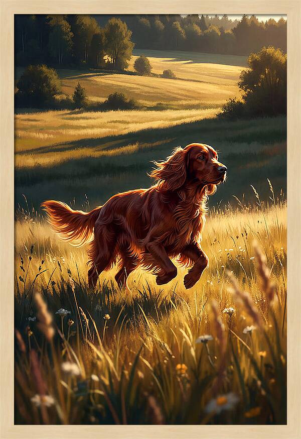 Irish Setter In Golden Fields
