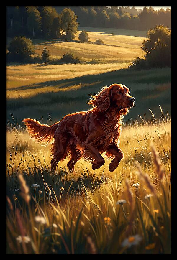Irish Setter In Golden Fields