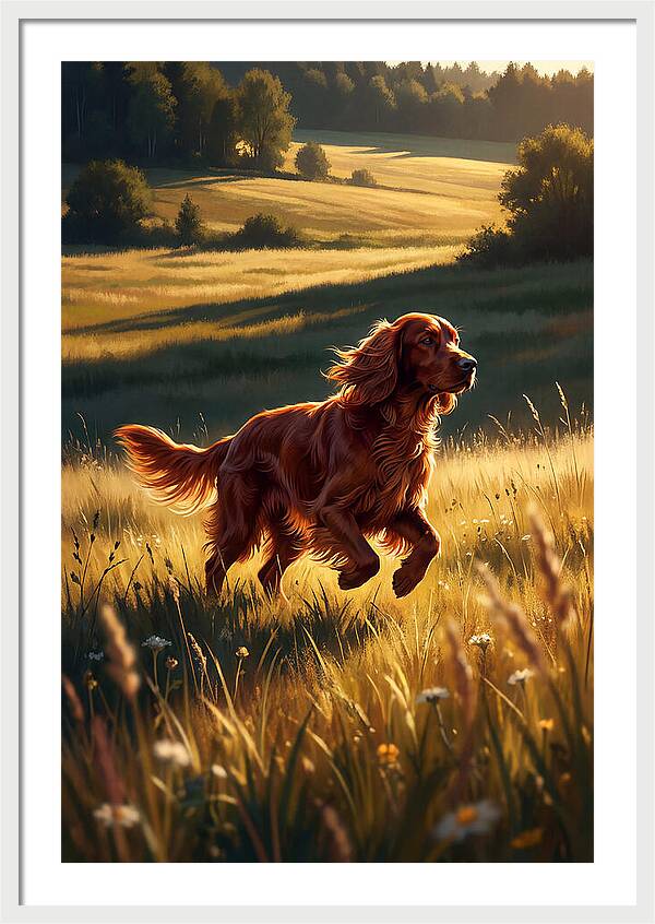 Irish Setter In Golden Fields