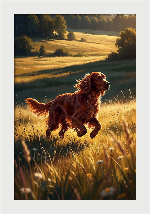 Irish Setter In Golden Fields