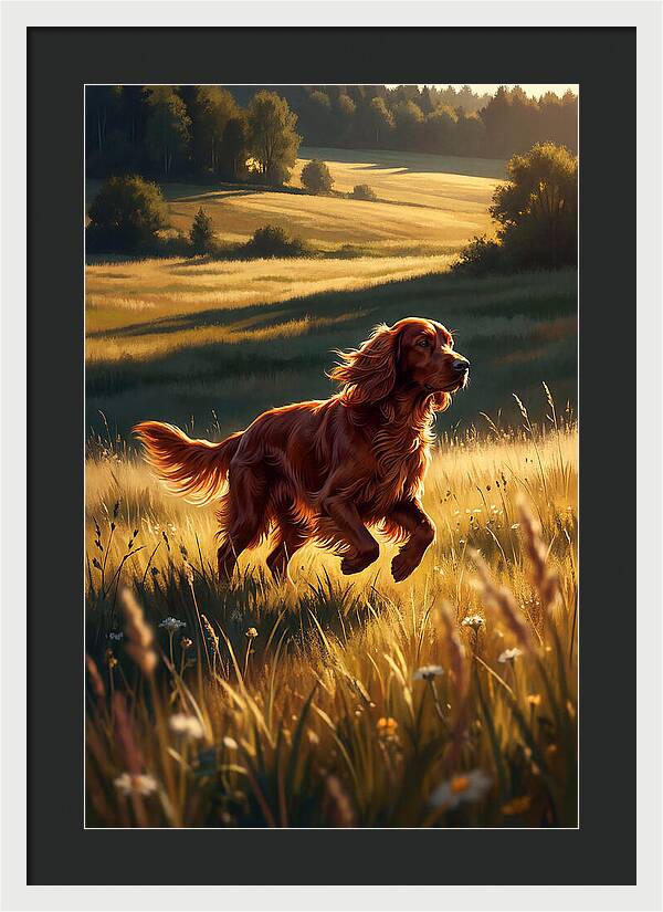 Irish Setter In Golden Fields