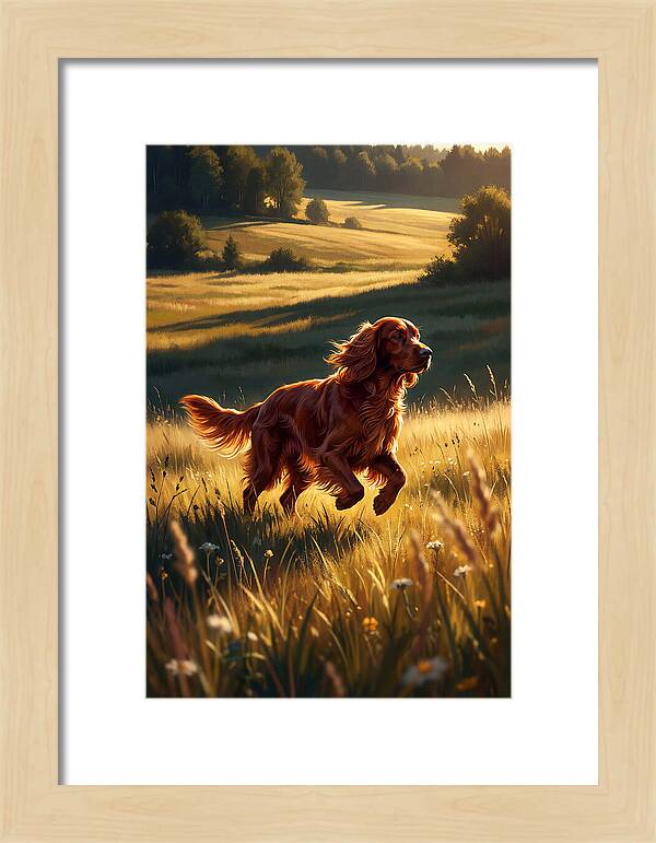 Irish Setter In Golden Fields