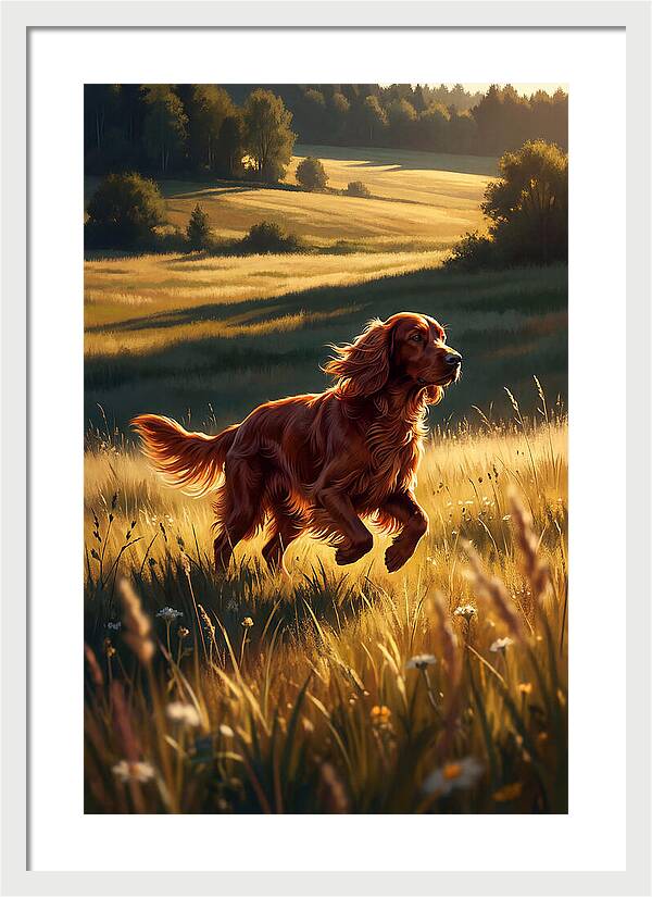 Irish Setter In Golden Fields