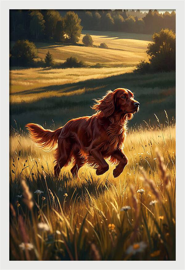 Irish Setter In Golden Fields