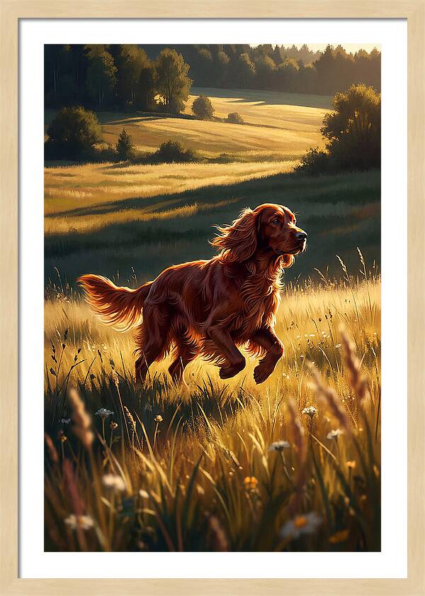 Irish Setter In Golden Fields