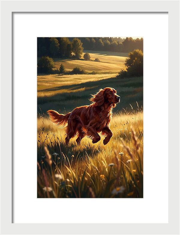 Irish Setter In Golden Fields