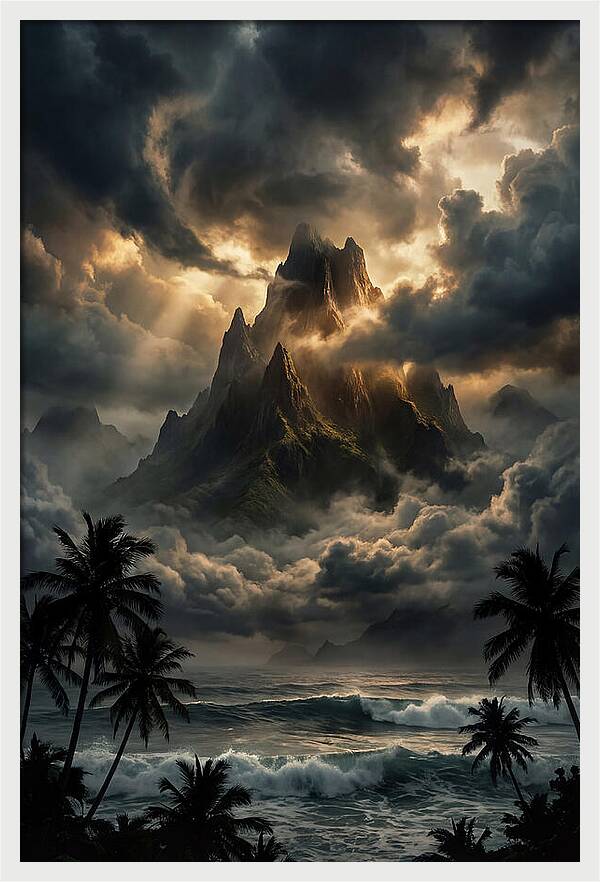 Island Peak Emerging From Storm