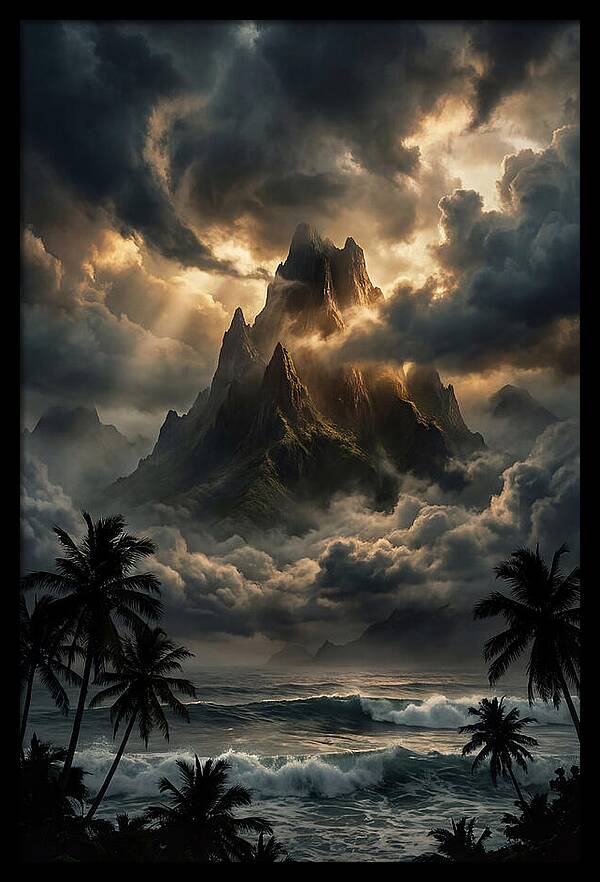 Island Peak Emerging From Storm