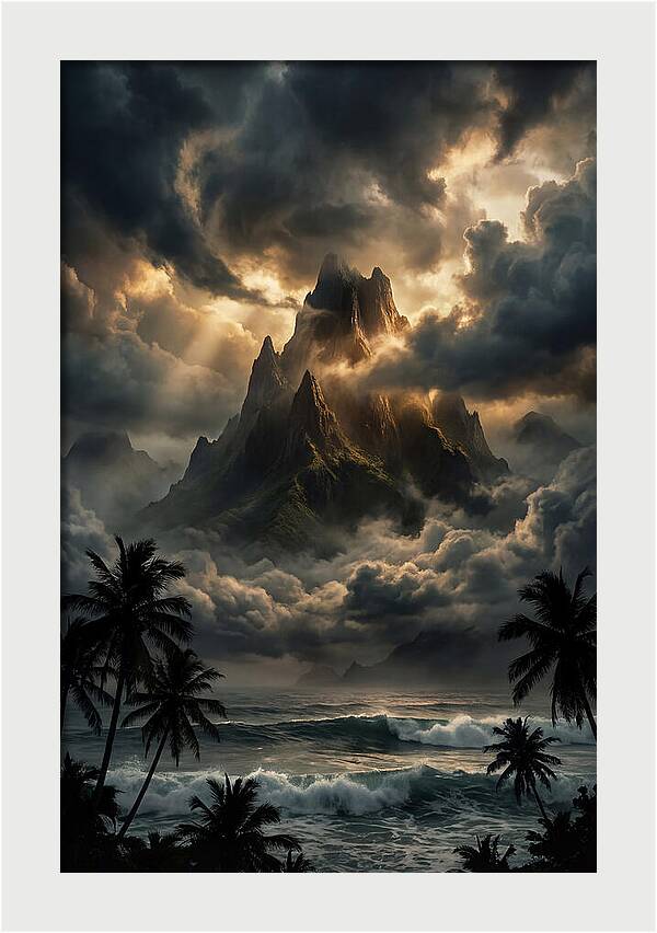 Island Peak Emerging From Storm