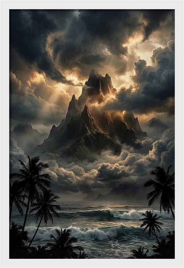 Island Peak Emerging From Storm