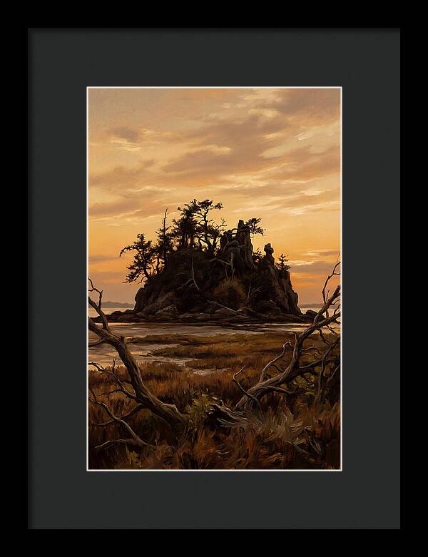 Island Silhouette Against Orange Sky