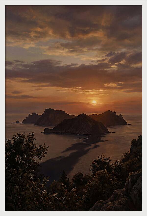 Island Silhouette At Tropical Sunset