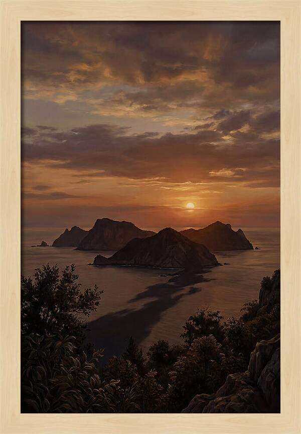 Island Silhouette At Tropical Sunset