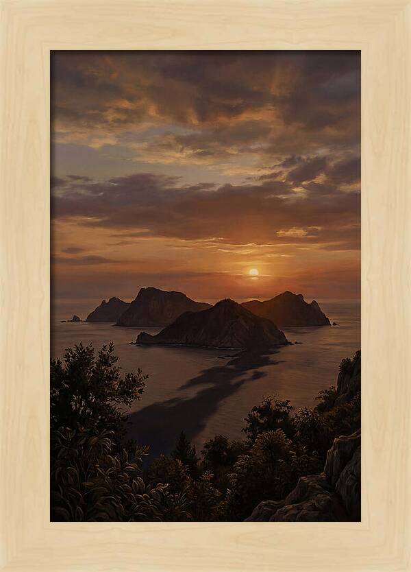 Island Silhouette At Tropical Sunset