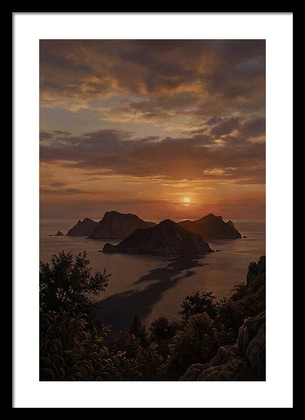 Island Silhouette At Tropical Sunset
