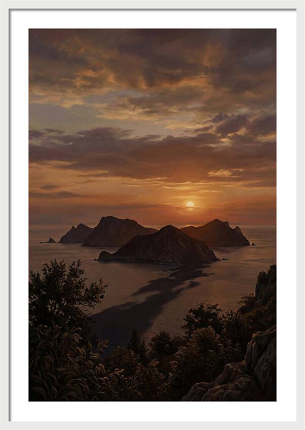 Island Silhouette At Tropical Sunset