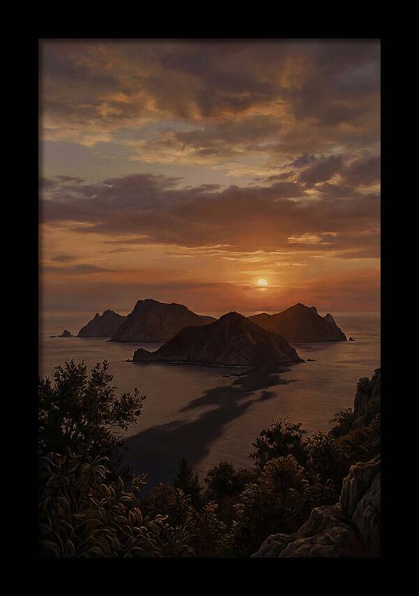Island Silhouette At Tropical Sunset
