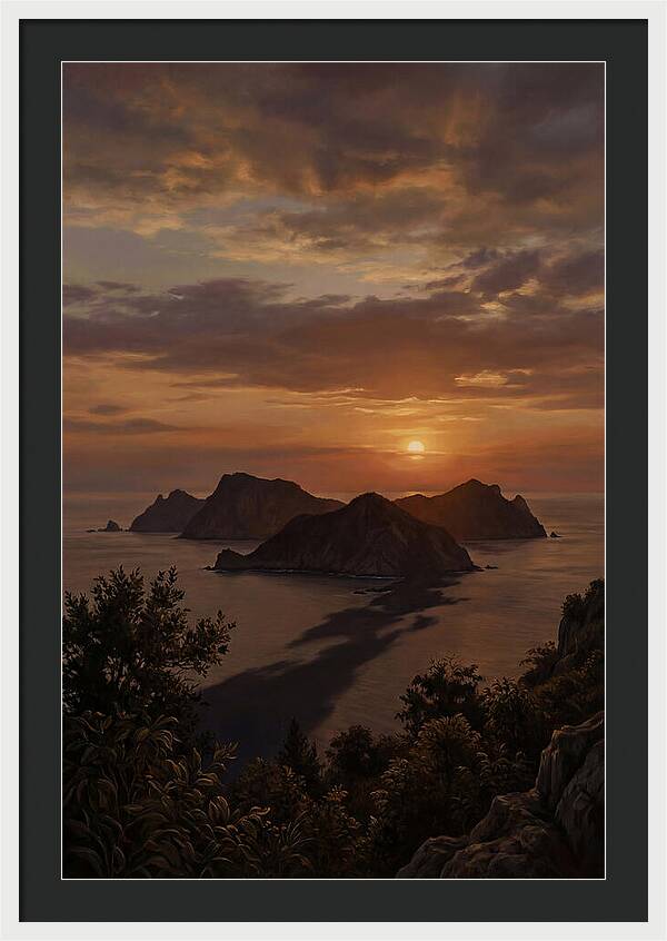 Island Silhouette At Tropical Sunset