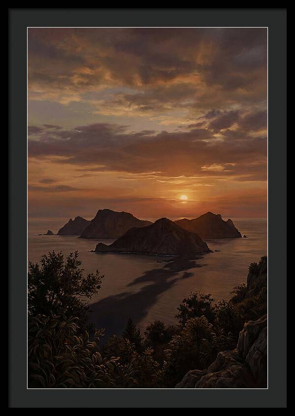 Island Silhouette At Tropical Sunset