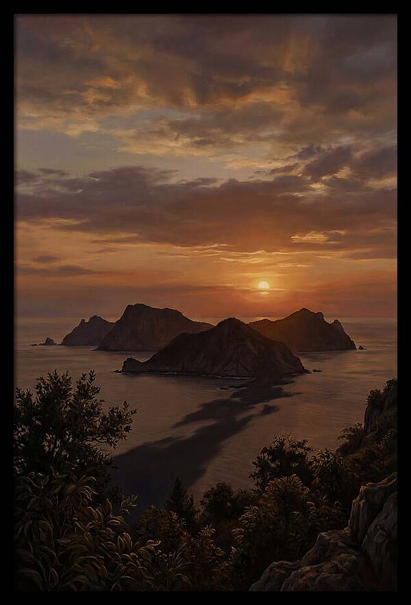 Island Silhouette At Tropical Sunset