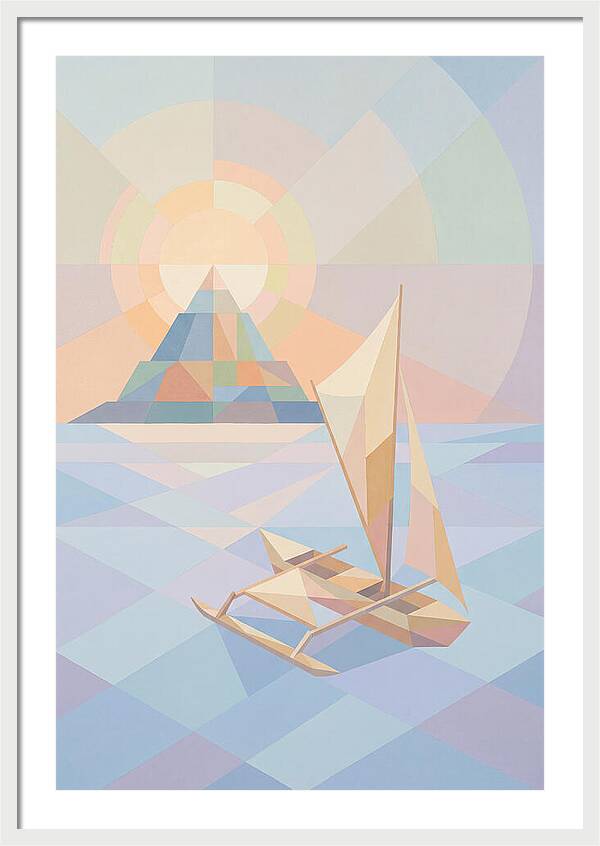 Island Sunset With Traditional Outrigger