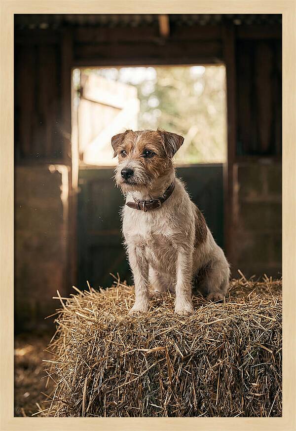 Jack Russell Terrier On Hay Bale