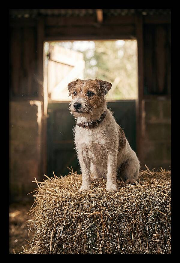 Jack Russell Terrier On Hay Bale