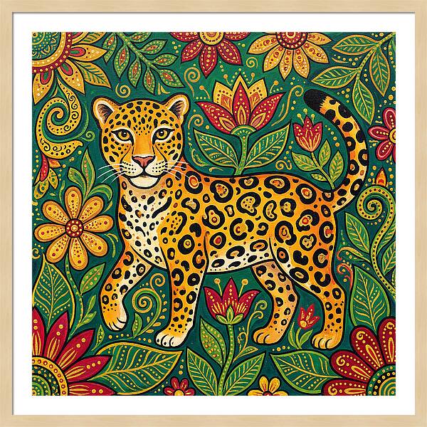 Jaguar Among Vibrant Blooms