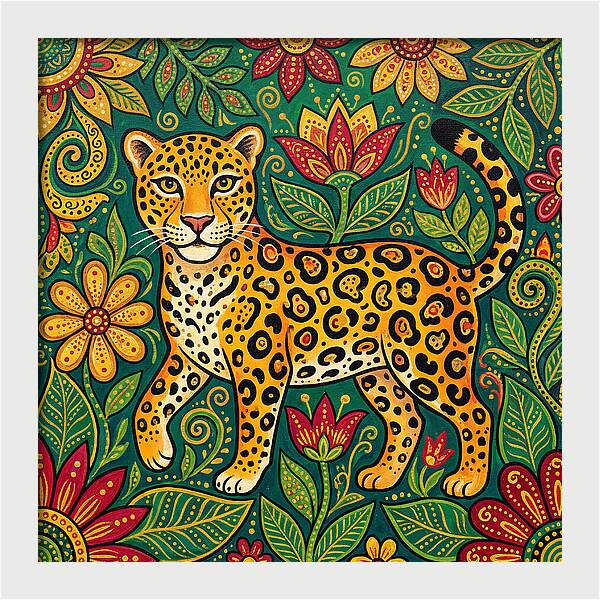 Jaguar Among Vibrant Blooms
