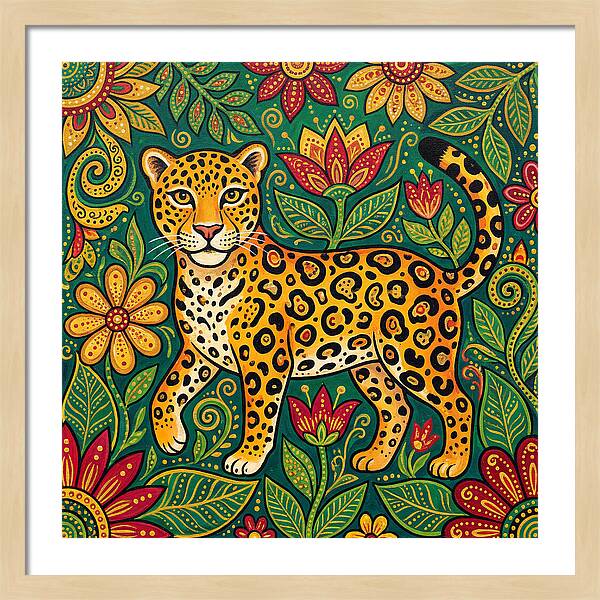 Jaguar Among Vibrant Blooms