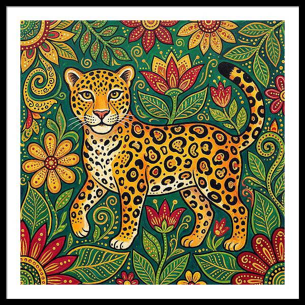 Jaguar Among Vibrant Blooms
