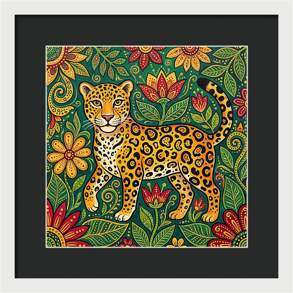 Jaguar Among Vibrant Blooms