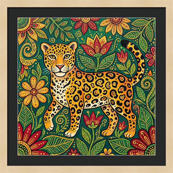 Jaguar Among Vibrant Blooms