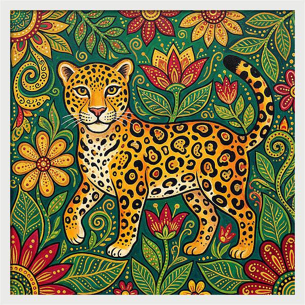 Jaguar Among Vibrant Blooms