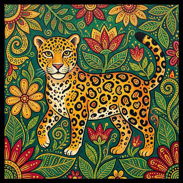 Jaguar Among Vibrant Blooms