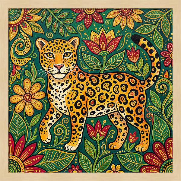 Jaguar Among Vibrant Blooms