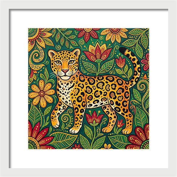 Jaguar Among Vibrant Blooms