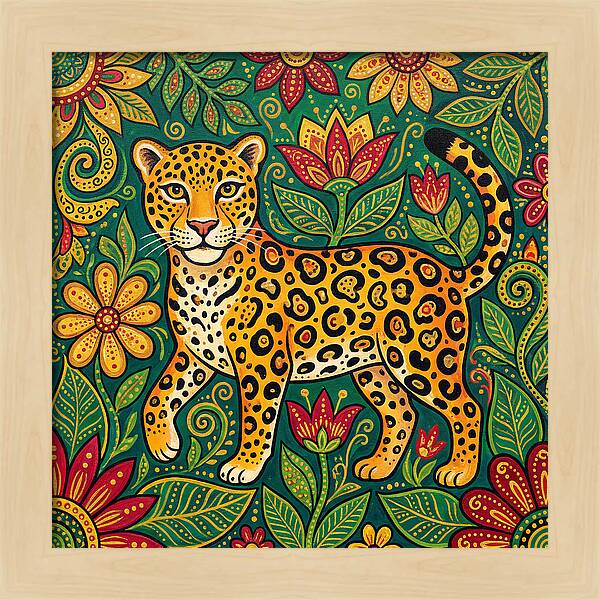 Jaguar Among Vibrant Blooms