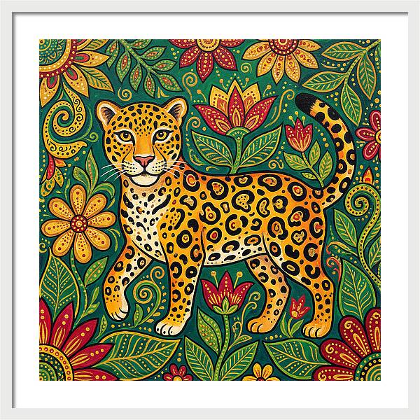 Jaguar Among Vibrant Blooms
