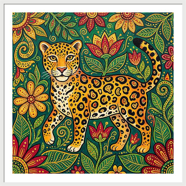Jaguar Among Vibrant Blooms