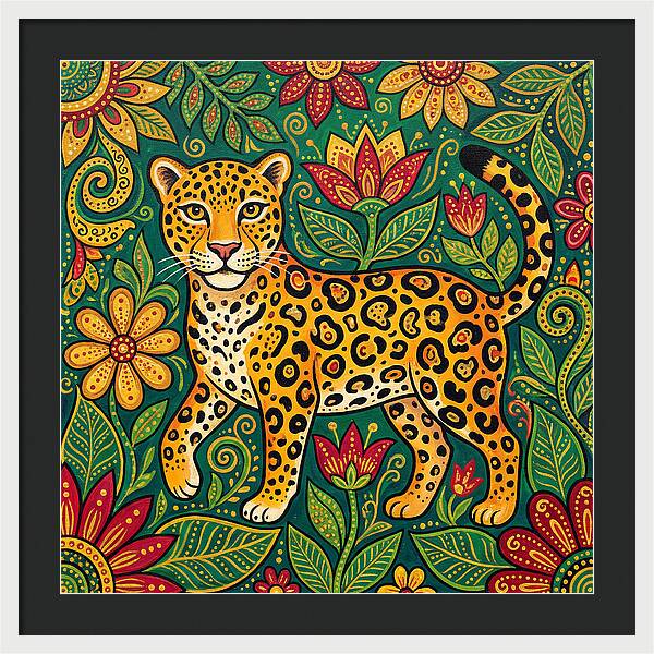 Jaguar Among Vibrant Blooms