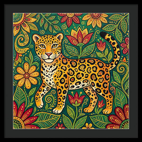 Jaguar Among Vibrant Blooms