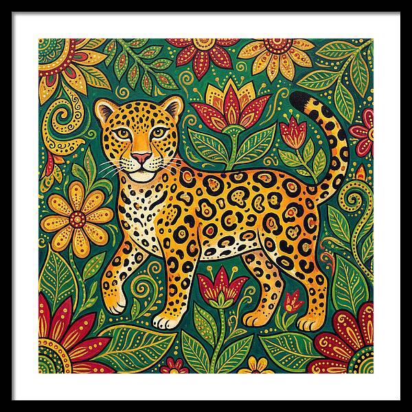 Jaguar Among Vibrant Blooms