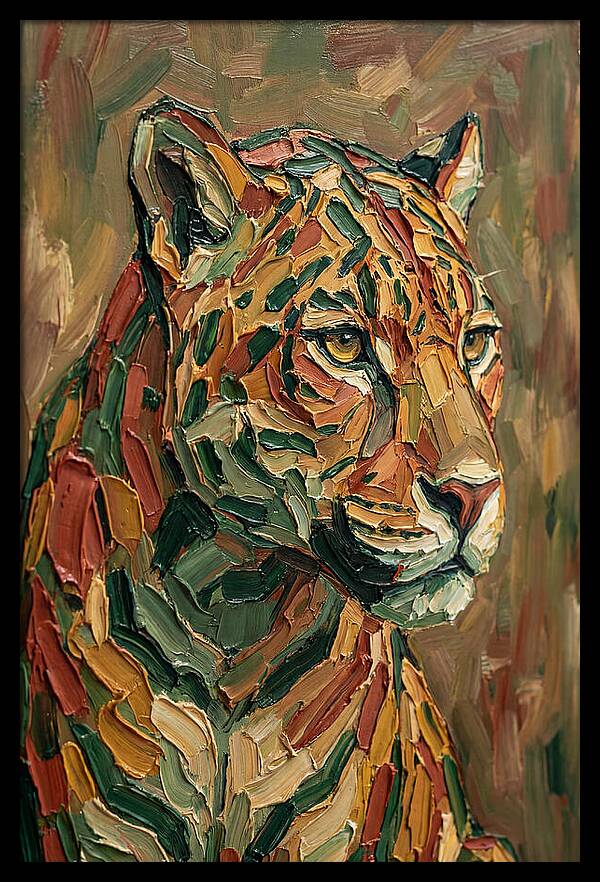 Jaguar In Vibrant Palette Knife Style