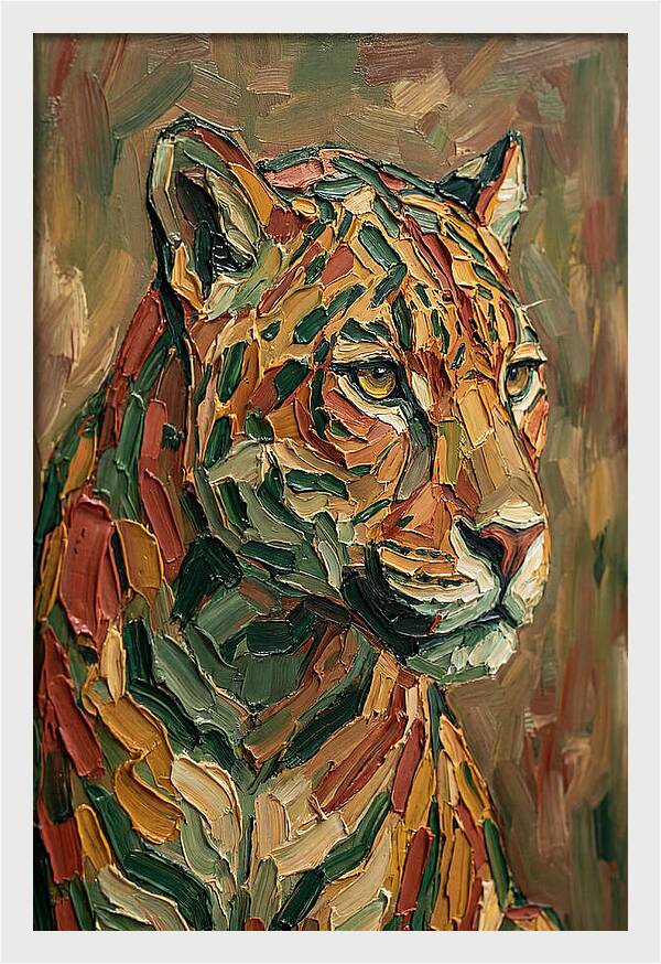 Jaguar In Vibrant Palette Knife Style
