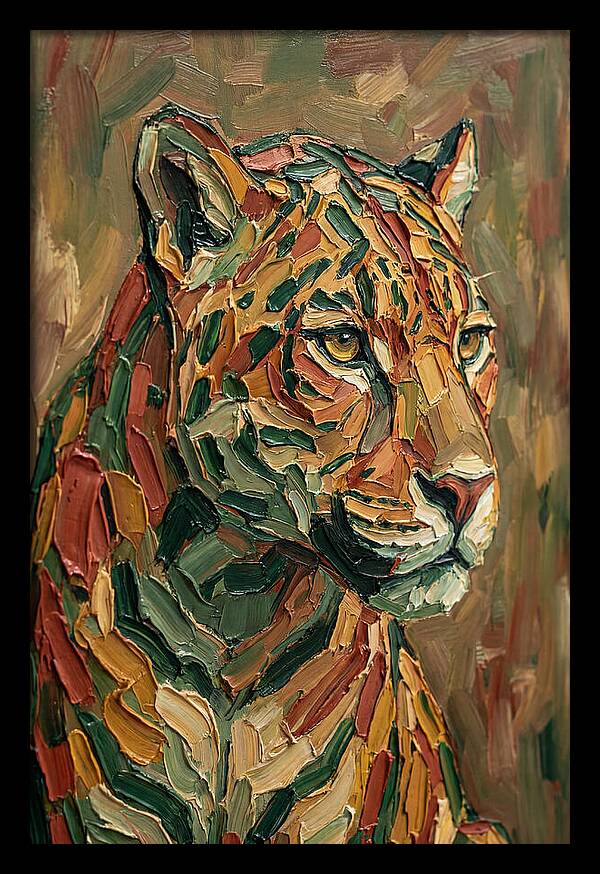 Jaguar In Vibrant Palette Knife Style