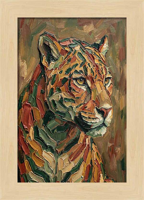 Jaguar In Vibrant Palette Knife Style